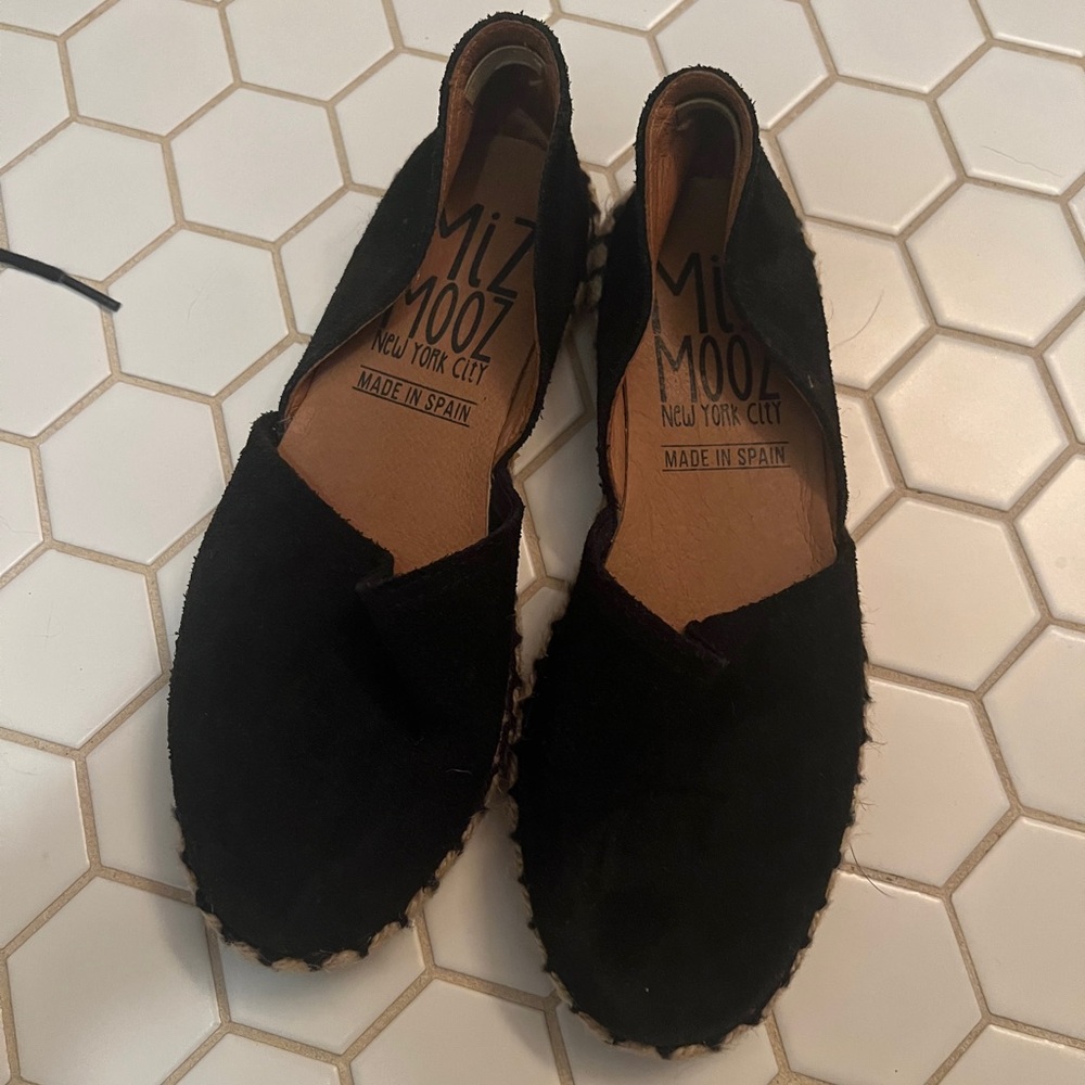 Miz Mooz Black Suede Espadrille Slip-Ons